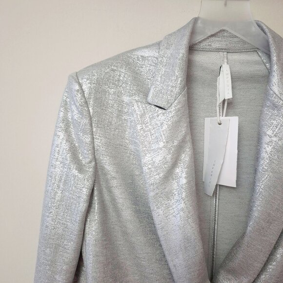 NWT Imperial Maska Mode hammered textured silver metallic foli blazer, M - Picture 3 of 3